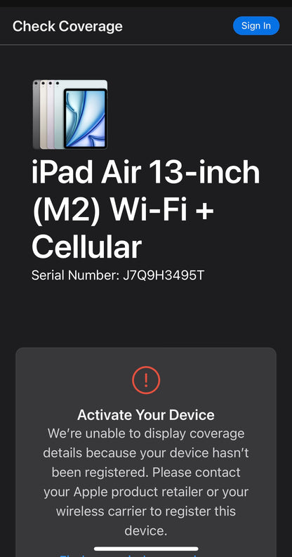 Apple iPad Air 13" (M2) - 512GB Blue - Wi-Fi 6E/5G Cellular, Retina Display, 12MP Cameras & Touch ID